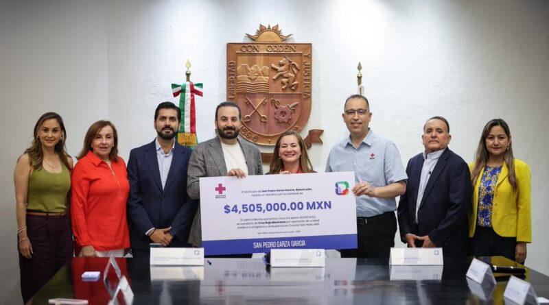 Entrega San Pedro donativo a Cruz Roja y asegura atención permanente